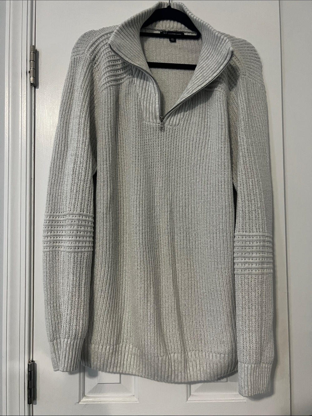 INC International Concepts Light Off-White Half-Zip Knit Pullover